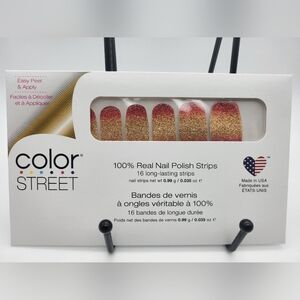 Sunset Boulevard Color Street Glittering Gold and Red Nail Strips